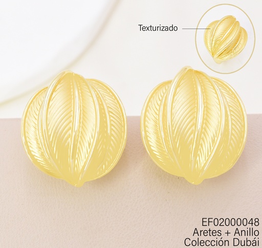 [EF02000048] ARETES DOR HOJA VERT. C/ANILLO FD25625