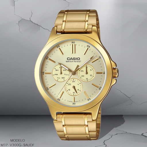 [MTP-V300G-9AUDF] RELOJ CASIO ANALOGO MTP-V300G-9AUDF METAL DOR