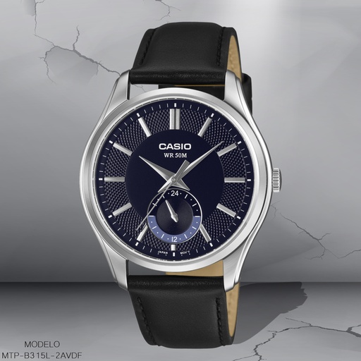 [MTP-B315L-2AVDF] RELOJ CASIO ANALOGO MTP-B315L-2AVDF CUERO NEGRO