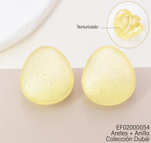 [EF02000054] ARETES DOR OVALO DIAMANTADO C/ANILLO FD25471