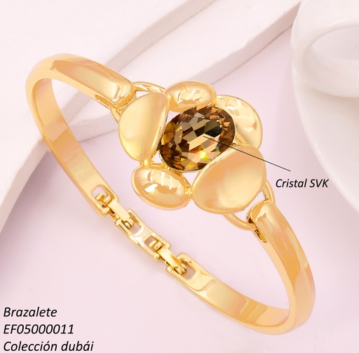 [EF05000011] BRAZALETE DOR OVALOS ZIRC. CAFE FD25676