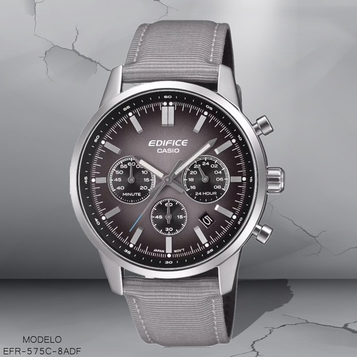 [EFR-575C-8ADF] RELOJ CASIO EDIFICE ANALOGO EFR-575C-8ADF TELA GRIS/CUERO