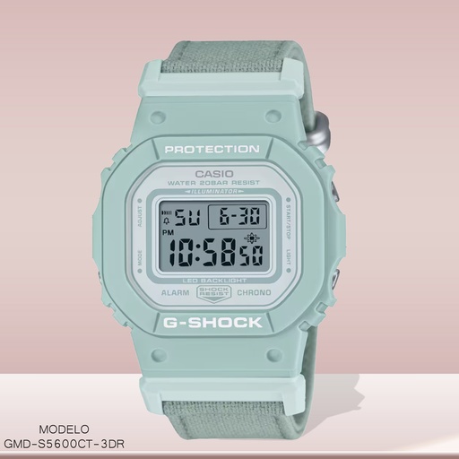 [GMD-S5600CT-3DR] RELOJ CASIO G-SHOCK DIGITAL GMD-S5600CT-3DR TELA VERDE