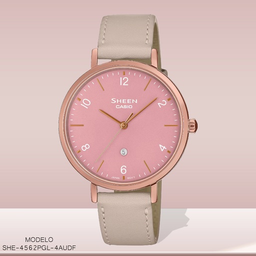 [SHE-4562PGL-4AUDF] RELOJ CASIO SHEEN ANALOGO SHE-4562PGL-4AUDF CUERO CAFE