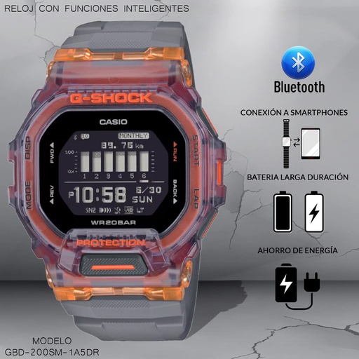 [GBD-200SM-1A5DR] RELOJ CASIO G-SHOCK DIGITAL GBD-200SM-1A5DR RESINA GRIS