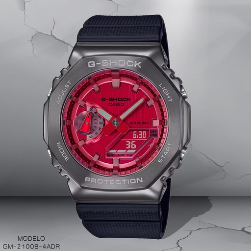 [GM-2100B-4ADR] RELOJ CASIO G-SHOCK ANALOGO GM-2100B-4ADR SILICON NEGRO
