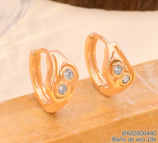 [BX02000440] ARETES HUGGIES BAÑO DE ORO 18K XUPING ZIRC RD 12835-1
