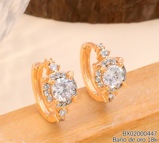 [BX02000447] ARETES HUGGIES BAÑO DE ORO 18K XUPING ZIRC RD HE13234-1