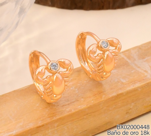 [BX02000448] ARETES HUGGIES BAÑO DE ORO 18K XUPING ESCORPION 7720