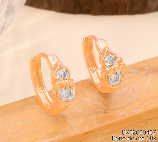 [BX02000457] ARETES HUGGIES BAÑO DE ORO 18K XUPING 8 LAZO CENTRO HE12513-1