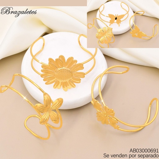 [AB03000691] BRAZALETE DISEÑOS FLORES/HOJAS/MARIPOSAS K8043