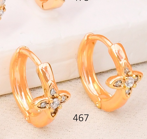 [BX02000467] ARETES HUGGIES BAÑO DE ORO 18K XUPING  FLOR ZIRC. JEYX-13643