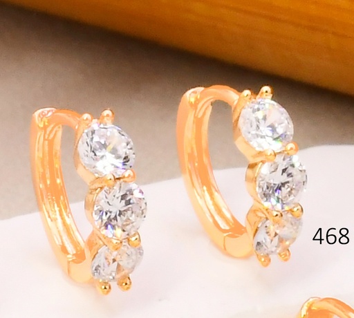 [BX02000468] ARETES HUGGIES BAÑO DE ORO 18K XUPING 3 ZIRC. RD  HE13603