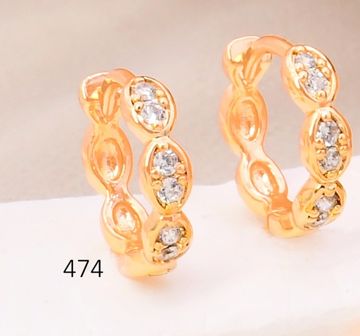 [BX02000474] ARETES HUGGIES BAÑO DE ORO 18K XUPING 3 OV ZIRC. HE13393-1