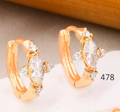 [BX02000478] ARETES HUGGIES BAÑO DE ORO 18K XUPING  ZIRC OVALADA HE13510-1