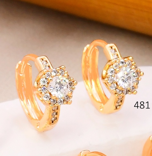 [BX02000481] ARETES HUGGIES BAÑO DE ORO 18K XUPING FLOR ZIRC. JEYX-14431
