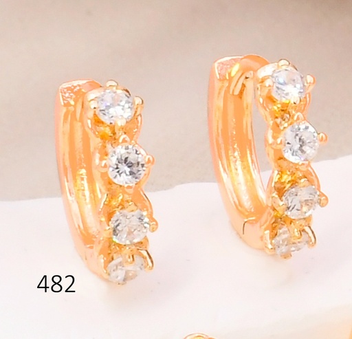 [BX02000482] ARETES HUGGIES BAÑO DE ORO 18K XUPING 4 ZIRC. RD HE13066-1