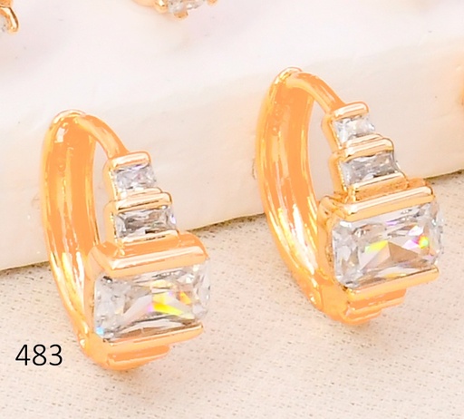[BX02000483] ARETES HUGGIES BAÑO DE ORO 18K XUPING ZIRC RECTANGULARES HORIZ. JSCF-1663E