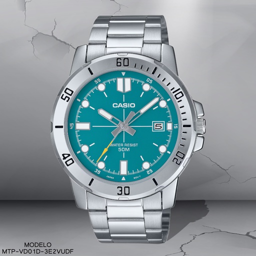 [MTP-VD01D-3E2VUDF] RELOJ CASIO ANALOGO MTP-VD01D-3E2VUDF METAL PLAT.