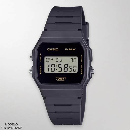 [F-91WB-8ADF] RELOJ CASIO DIGITAL F-91WB-8ADF RESINA NEGRA