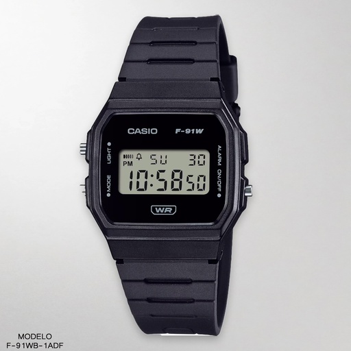 [F-91WB-1ADF] RELOJ CASIO DIGITAL F-91WB-1ADF RESINA NEGRA
