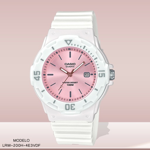 [LRW-200H-4E3VDF] RELOJ CASIO ANALOGO LRW-200H-4E3VDF RESINA BLANCA