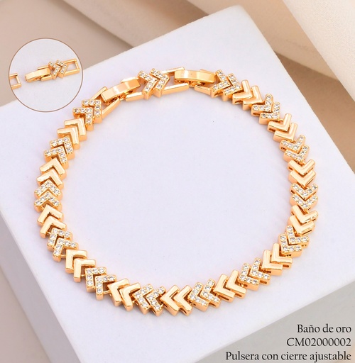 [CM02000002] PULSERA DOR “V” LISAS/ZIRC BE1203-291 (IM26)