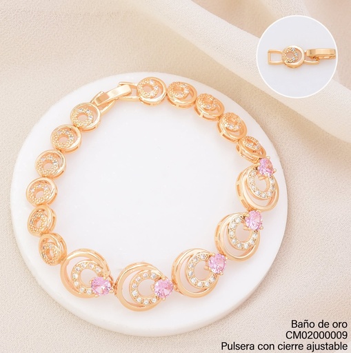 [CM02000009] PULSERA DOR CIRCULO ZIRC/ROSA BE1221-291 (IM26)