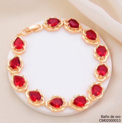 [CM02000013] PULSERA DOR ZIRC. GOTA ROJA BE1216-291 (IM26)