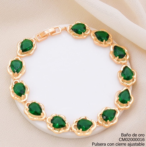 [CM02000016] PULSERA DOR ZIRC. GOTA VERDE BE1217-291 (IM26)