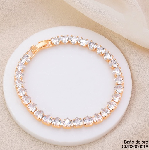 [CM02000018] PULSERA DOR CORAZON/ZIRC. CRISTAL  BE1231-291 (IM26)