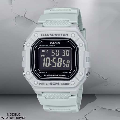 [W-218H-8BVDF] RELOJ CASIO DIGITAL W-218H-8BVDF RESINA GRIS