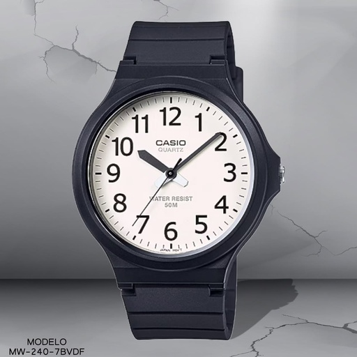 [MW-240-7BVDF] RELOJ CASIO ANALOGO MW-240-7BVDF RESINA NEGRA