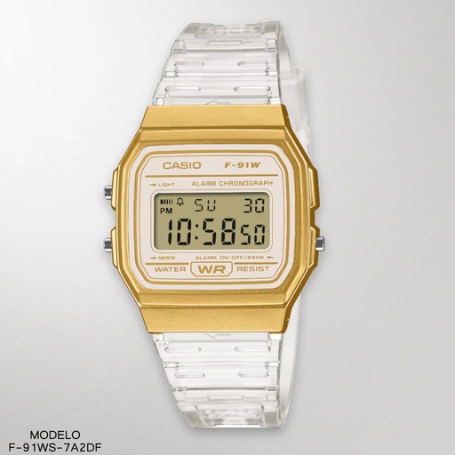[F-91WS-7A2DF] RELOJ CASIO DIGITAL F-91WS-7A2DF RESINA TRANSPARENTE