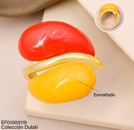 [EF01000119] ANILLO DOBLE ESTREMOS FUCSIA/SALMON FD25463