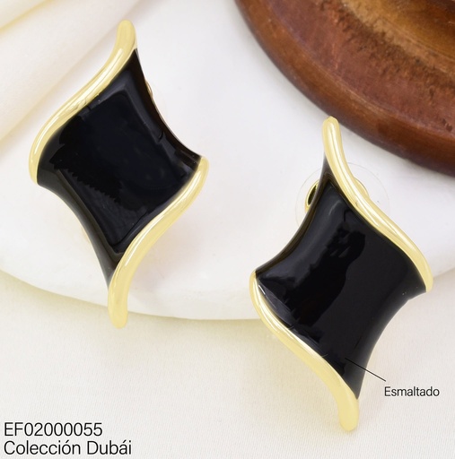 [EF02000055] ARETES ROMBO NEGRO BORDES DORADOS FD25925