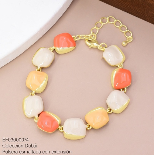 [EF03000074] PULSERA PIEDRAS CUADROS COL C/DOR.FD25885