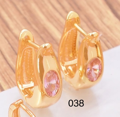 [CM02000038] ARETES HUGGIES BAÑO DE ORO OV ZIRC/ROSA EE5694-291 (IM26)