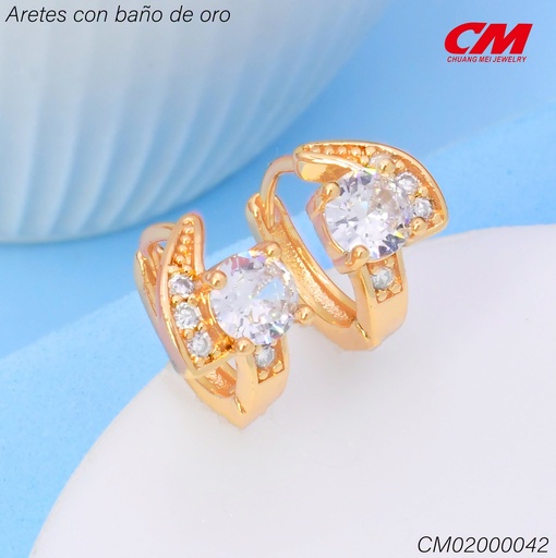 [CM02000042] ARETES HUGGIES BAÑO DE ORO LINEA/ZIRC RD EE5667-291 (IM26)