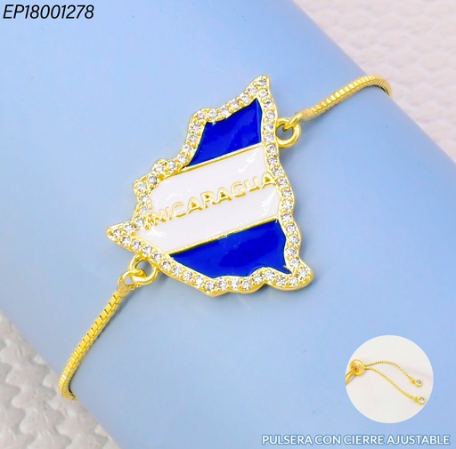 [EP18001278] PULSERA DOR AJUSTABLE MAPA "NICARAGUA" G3323-841