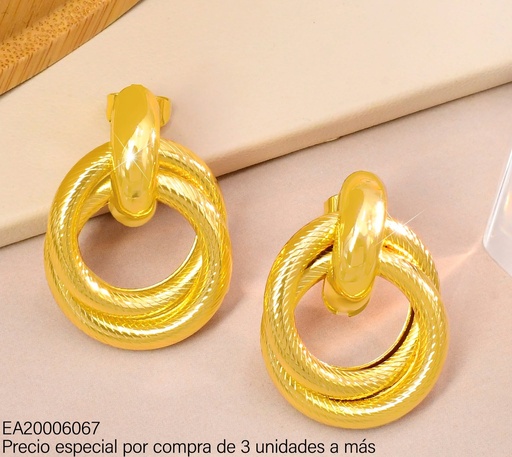 [EA20006067] ARETES DOR CIRCULOS ENTRELAZADOS LISOS/RAYADOS (IF) G3222-245
