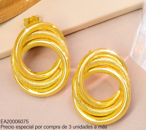 [EA20006075] ARETES DOR CIRCULOS ENTRELAZADOS LISOS/RUGOSO (IF)G3238-245