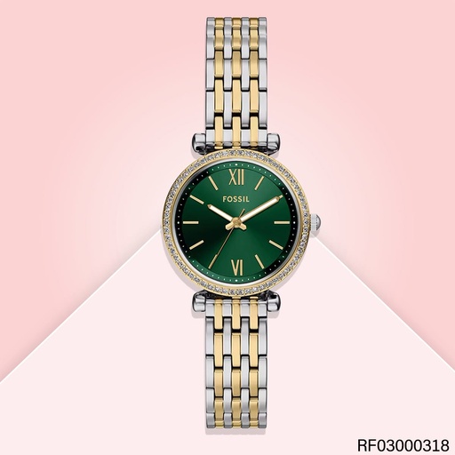 [RF03000318] RELOJ FOSSIL CARLIE DAM. ES5439 METALICO BIC. FONDO VERDE