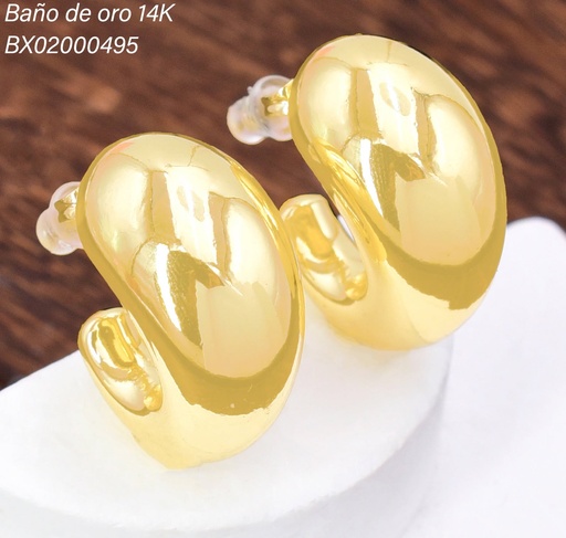 [BX02000495] ARETES BAÑO DE ORO 14K. XUPING "J" INFLADA