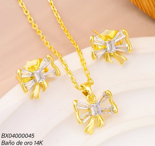 [BX04000045] SET BAÑO DE ORO 14K. XUPING  LAZO ZIRC