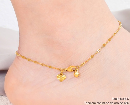 [BX09000006] TOBILLERA BAÑO DE ORO 18K. XUPING ESLABONES VALENTIN