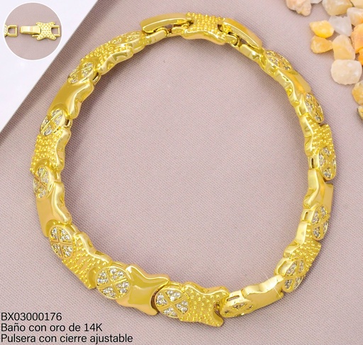 [BX03000176] PULSERA BAÑO DE ORO 14K. XUPING ESLABONES RD.ZIC/X ANCHA UBYX-5133