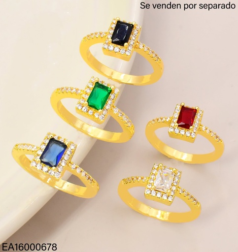 [EA16000678] ANILLO ZIRC. RECT. COLORES SURT. RE506-433 (J26)