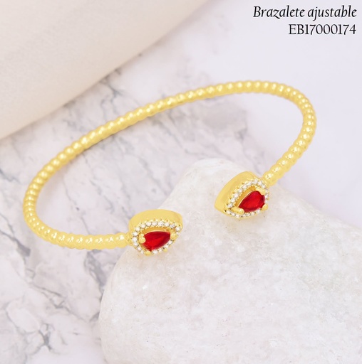 [EB17000174] BRAZALETE PELOTITAS GOTA ZIRC. ROJA BE1159-9 (J26)