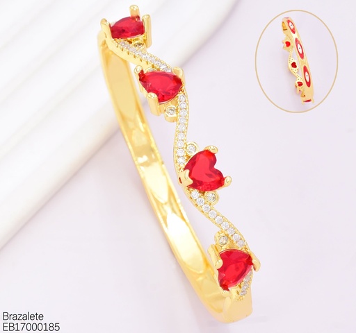 [EB17000185] BRAZALETE ZIRC. CORAZON ROJO BE1172-9 (J26)